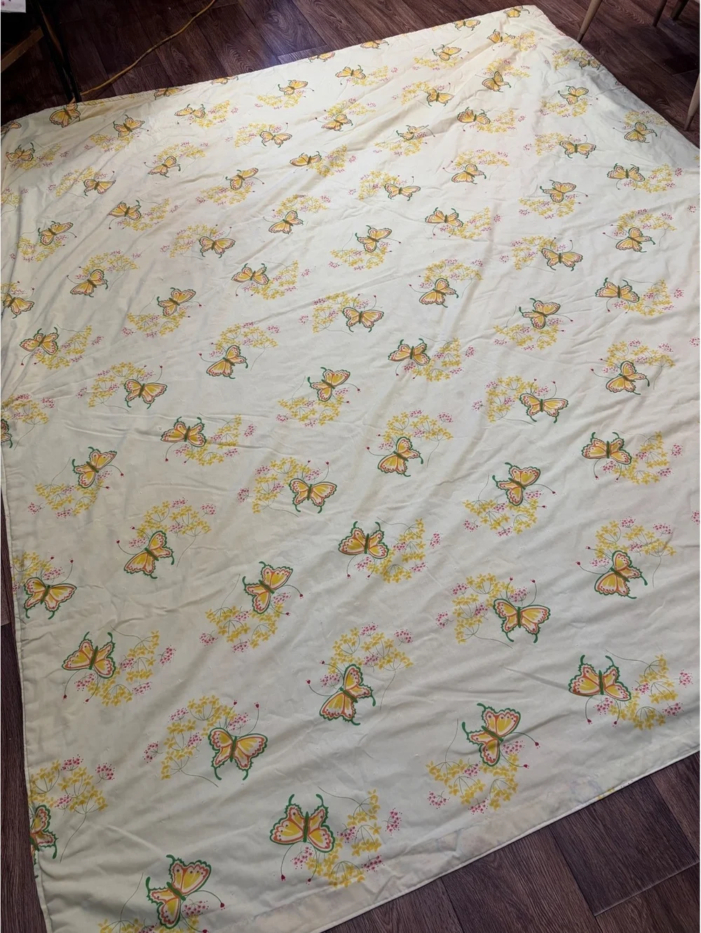 Vintage Yellow Butterfly Quilt with Floral Pattern